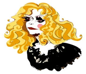 Alison Goldfrapp, cantante pop inglesa, caricatura en color, 2010 por Neale Osborne